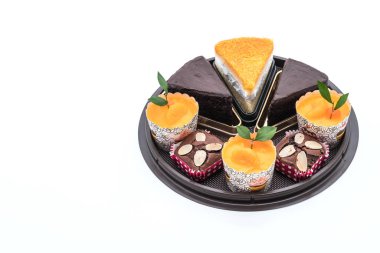 kek, turuncu fincan kek, altın konu pasta ve çikolata Şip Şak