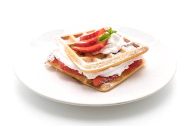 çilek beyaz ile waffle