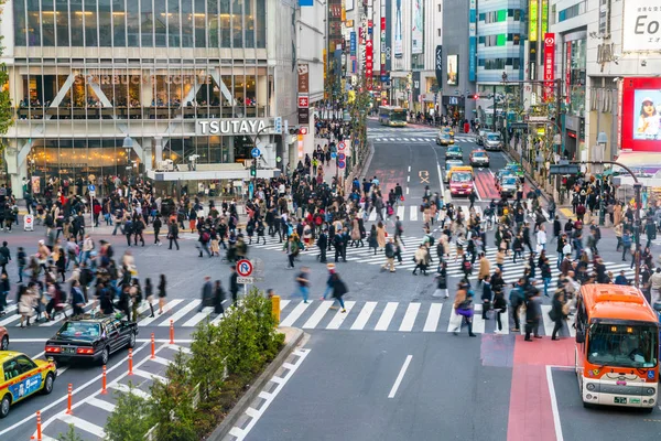 Tokyo, Japonya, 17 Kasım 2016: Shibuya Crossing, şehir sokak ile