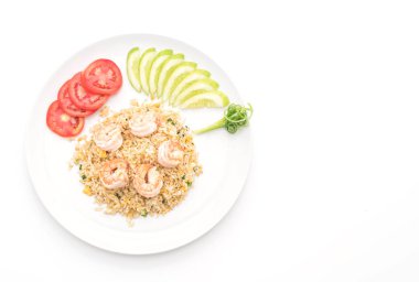 Kızarmış pirinç ve karides.