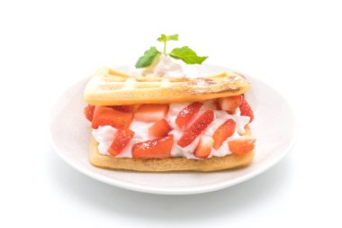 çilek beyaz ile waffle