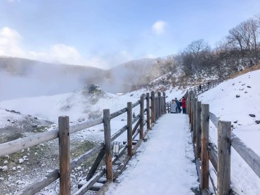 Noborobetsu, Hokkaido, Japonya - 17 Aralık 2016: Jigokudani, bilinen 