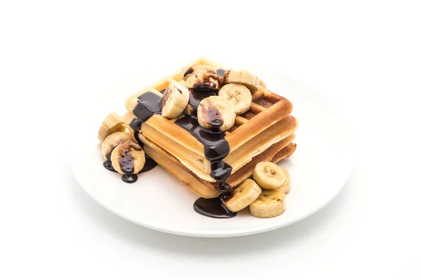 Bananenwaffel mit Schokolade — Stockfoto