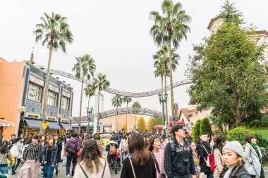 Osaka, Japonya - 21 Kasım 2016: temel tema park konumlar 