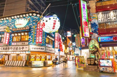 Osaka, Japonya - 21 Kasım 2016: Shinsekai Osaka bölgesi. ,