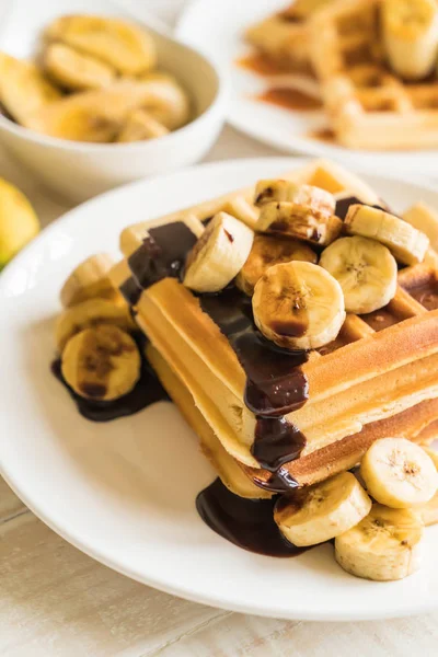 banana waffle with chocolate