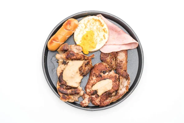 sıcak plaka üzerinde ızgara biftek mix