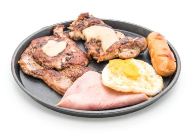 sıcak plaka üzerinde ızgara biftek mix