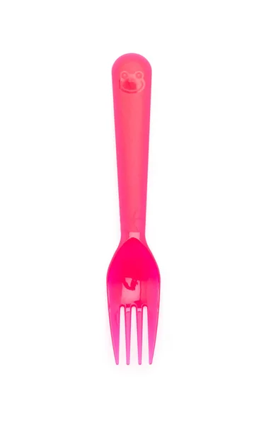 Red plastic fork — Stock Photo, Image