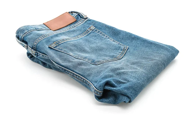 Jeans blu su bianco — Foto Stock