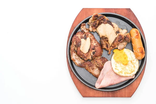 sıcak plaka üzerinde ızgara biftek mix