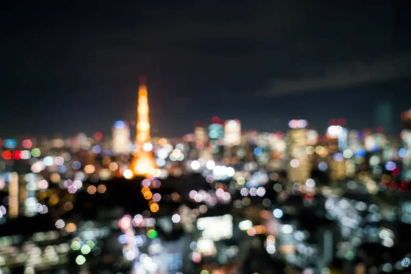 Bulanıklık Tokyo şehir manzarası, gece — Stok fotoğraf