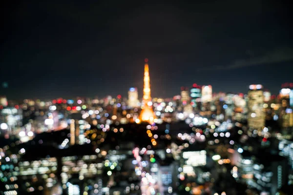 Tokyo City Skyline bei Nacht verschwimmen lassen — Stockfoto