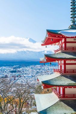 Mt. Fuji Chureito Pagoda Güz, Fujiyoshida ile.