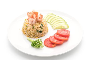 Kızarmış pirinç ve karides.