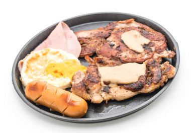 sıcak plaka üzerinde ızgara biftek mix