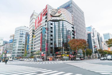 Tokyo, Japonya - 16 Kasım 2016: Tokyo Ginza Dis, Cityscape