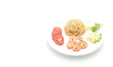 Kızarmış pirinç ve karides.