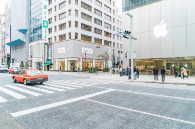 Tokyo, Japonya - 16 Kasım 2016: Tokyo Ginza Dis, Cityscape