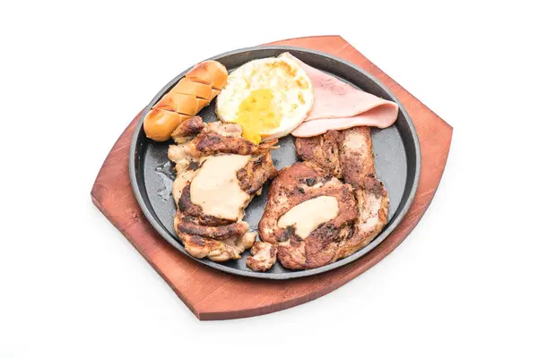 sıcak plaka üzerinde ızgara biftek mix