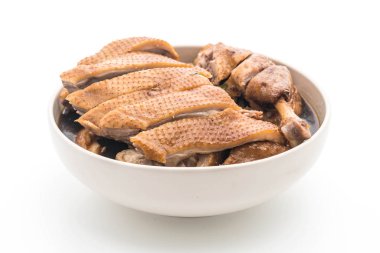 beyaz üzerine pot demlenmiş ördek