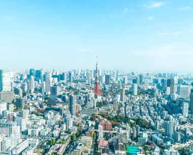 Tokyo şehir manzarası ile Tokyo Tower
