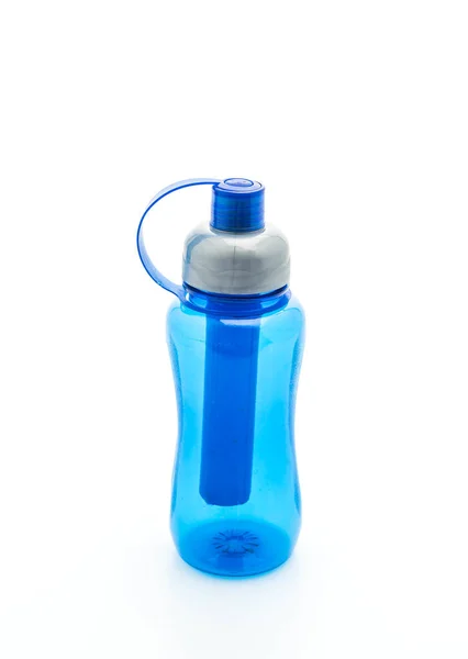 Bottiglia d'acqua di plastica blu o borraccia — Foto Stock