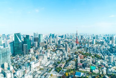 Tokyo şehir manzarası ile Tokyo Tower