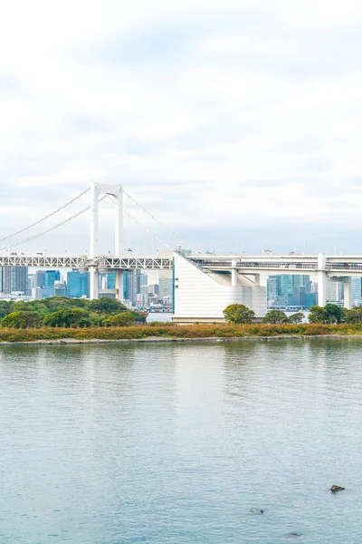 Tokyo siluetinin Tokyo kule ve Gökkuşağı Köprüsü ile. 