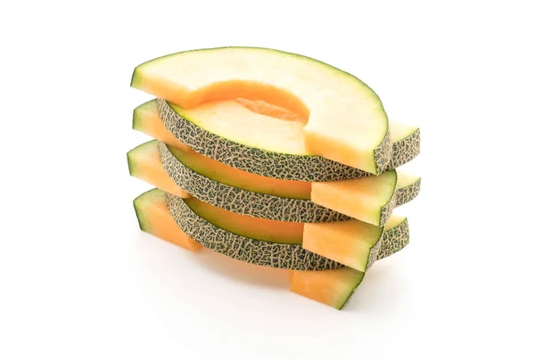 Melão cantaloupe em branco — Fotografia de Stock