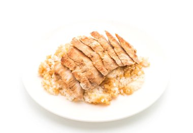 Teriyaki domuz tepesinde pirinç - Japon gıda tarzı