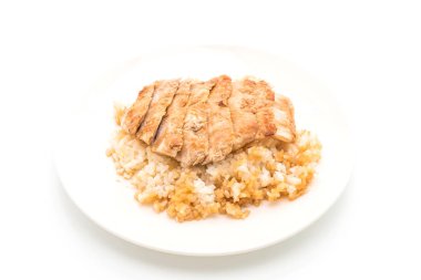 Teriyaki domuz tepesinde pirinç - Japon gıda tarzı