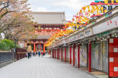 Toyko, Japonya - 16 Kasım 2016: turist Nakamise Dori üzerinde yürümek 