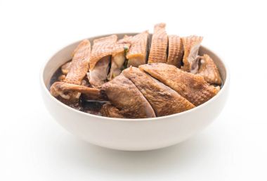 beyaz üzerine pot demlenmiş ördek