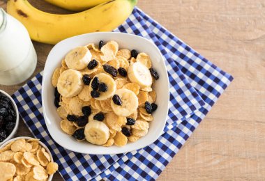 muz, Kuru üzüm ve süt ile tahıl 