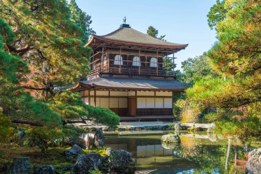 Gümüş Pavilion Ginkakuji Tapınağı'nda güzel mimari