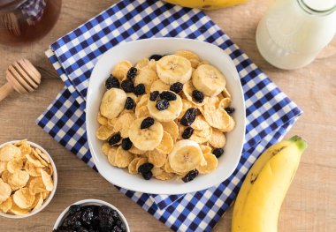 muz, Kuru üzüm ve süt ile tahıl 