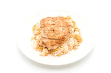 Teriyaki domuz tepesinde pirinç - Japon gıda tarzı