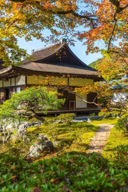 Gümüş Pavilion Ginkakuji Tapınağı'nda güzel mimari