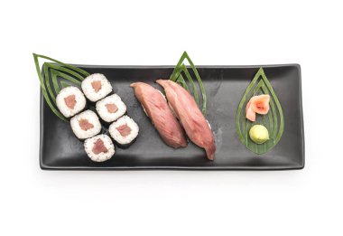  Red snapper nigiri ve maki sushi-Japon gıda tarzı
