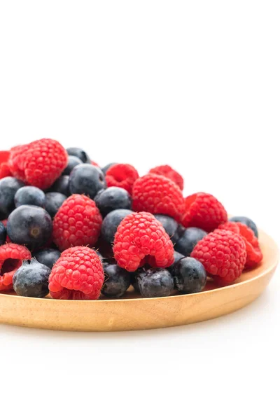 Fresh blueberry and rasberry on white — Stock Photo, Image