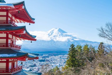 Mt. Fuji Chureito Pagoda Güz, Fujiyoshida ile.