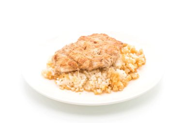 Teriyaki domuz tepesinde pirinç - Japon gıda tarzı