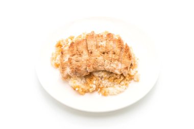 Teriyaki domuz tepesinde pirinç - Japon gıda tarzı