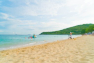 Bulanıklık güzel tropikal plaj ve deniz manzarası backgro