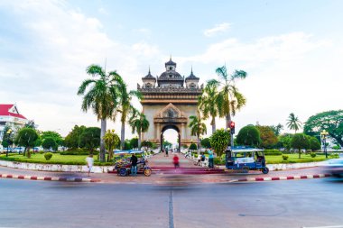Vientiane, Laos - May 12 2017 : Patuxay Monument in Vientiane, L clipart