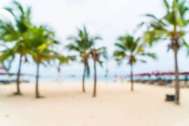 güzel hurma şemsiye ve deniz sandalyeye ile bulanıklık ve 