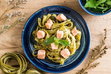 ıspanak fettuccine somon ile