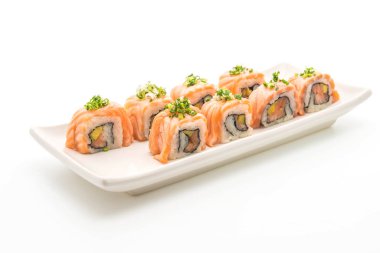 ızgara somon suşi roll - Japon gıda tarzı