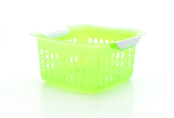 Зеленая пластиковая корзина — стоковое фото